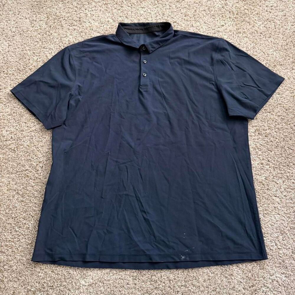 Lululemon Polo Shirt Mens XL Navy Blue Performance Short Sleeve Golf Athletic